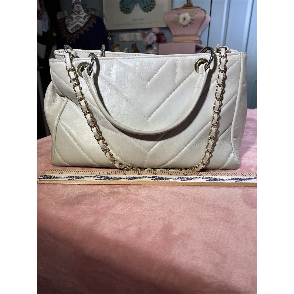 Cheval Firenze Gray Leather Purse. Medium. Made In Italy